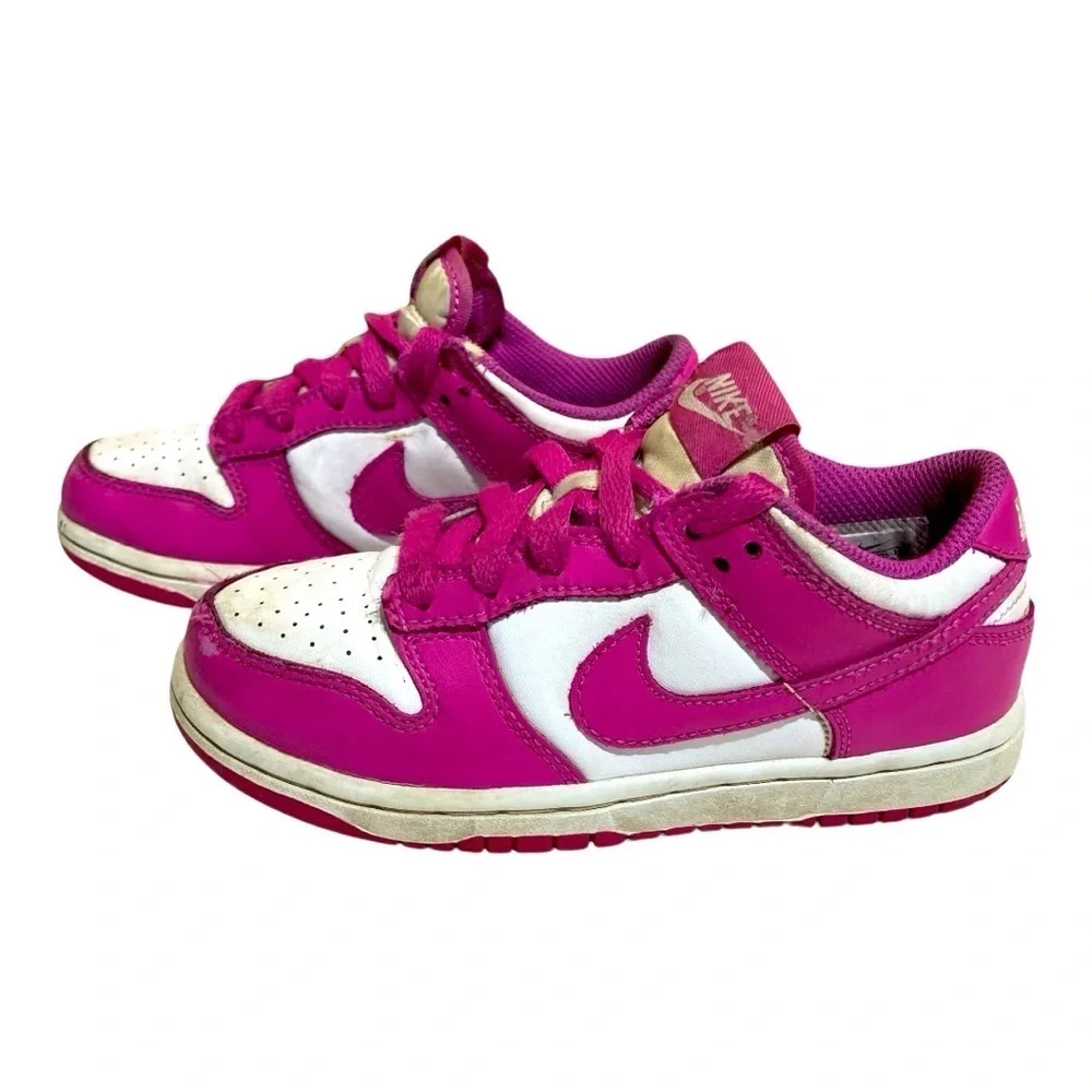 Girls Nike Dunk (Pink & White) Fushia Leather Shoes